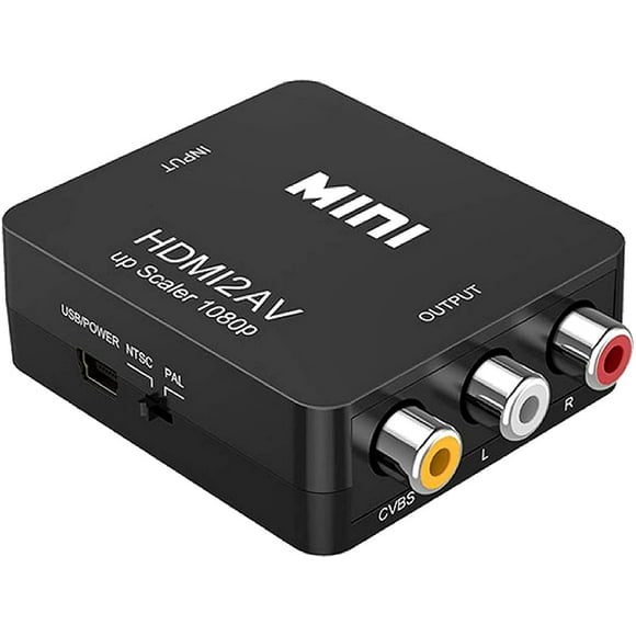 HDMI à RCA, HDMI à AV, 1080P HDMI à 3RCA CVBS AV Adaptateur de Convertisseur Audio Vidéo Composite Prend en Charge Pal / Ntsc avec Câble de Charge USB pour Ordinateur Portable HDTV DVD - Noir