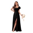 thumbnail image 1 of Vestido de dama de honor CDSSL para mujer, talla grande, gasa negra, 24 W, 1 of 7