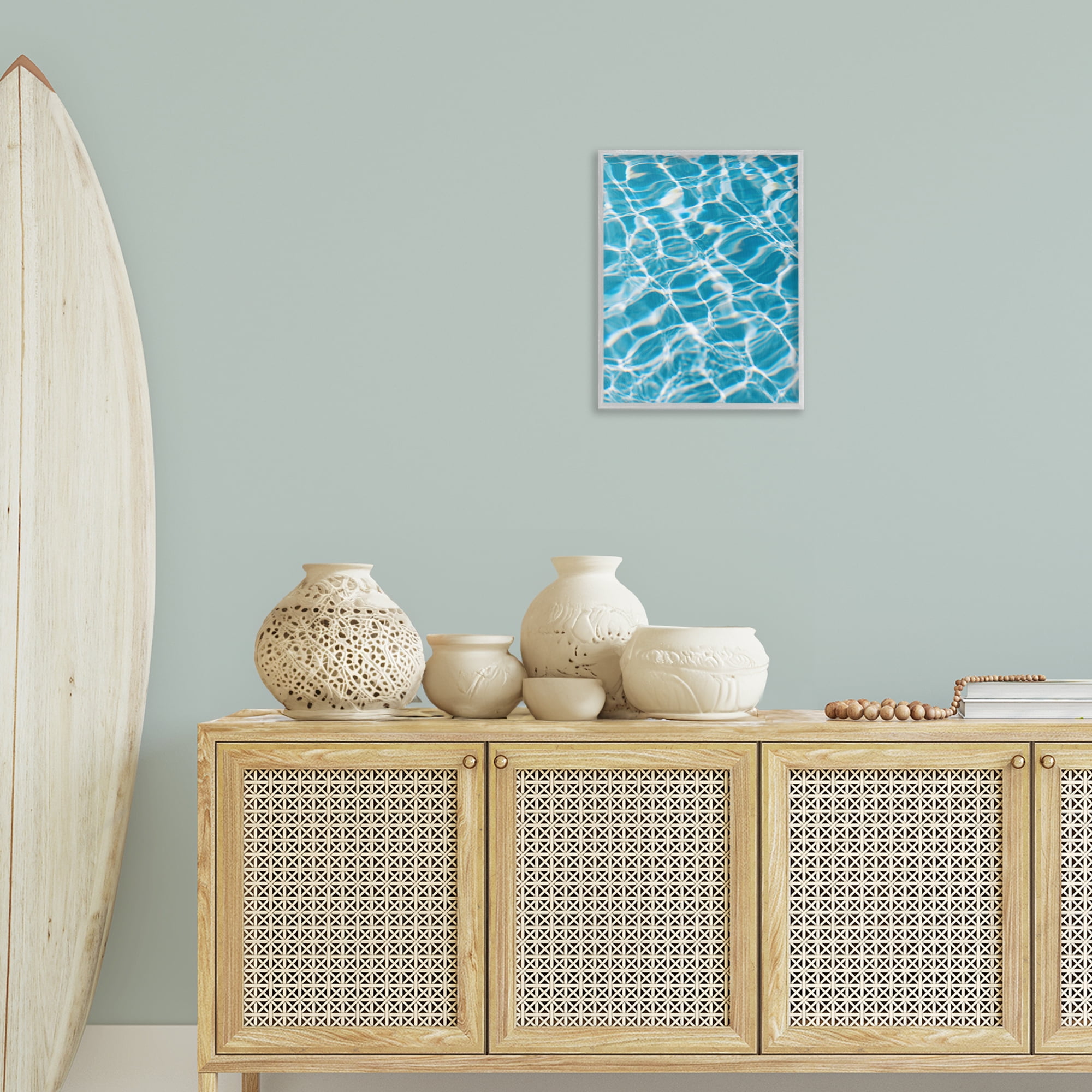 Stupell Industries Ocean Water Ripples Abstract Painting Gray Framed Art Print Wall Art, 16 x 20