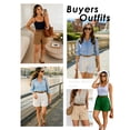 thumbnail image 5 of Airmenty Women's Shorts Summer Dressy Casual Short Elastic Waist Wide Leg Suit Tailored Shorts Comfy Elagant Work Trouser Shorts with Pockets, 5 of 6