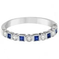 thumbnail image 2 of Princess Cut Blue Sapphire and Diamond Ring Band 14k White Gold (0.40ct), 2 of 4