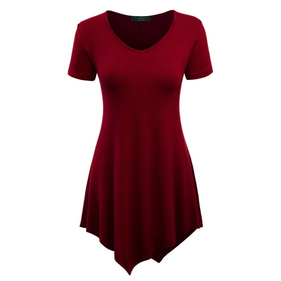 Short Sleeve Handkerchief Hem Tunic