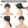 thumbnail image 3 of 4 PCS Turban for Men Halo Turban Durag Vintage Turban Twist Head Wraps Elastic Modal and Satin Lined Turban Scarf Tie for Hair (Black, Wine Red, Army Green, Dark Gray), 3 of 17