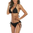 thumbnail image 2 of Zando Women String Bikini Set Tie Two Sides Bottom Triangle Bikini Triangle Bathing Suits Black L, 2 of 5