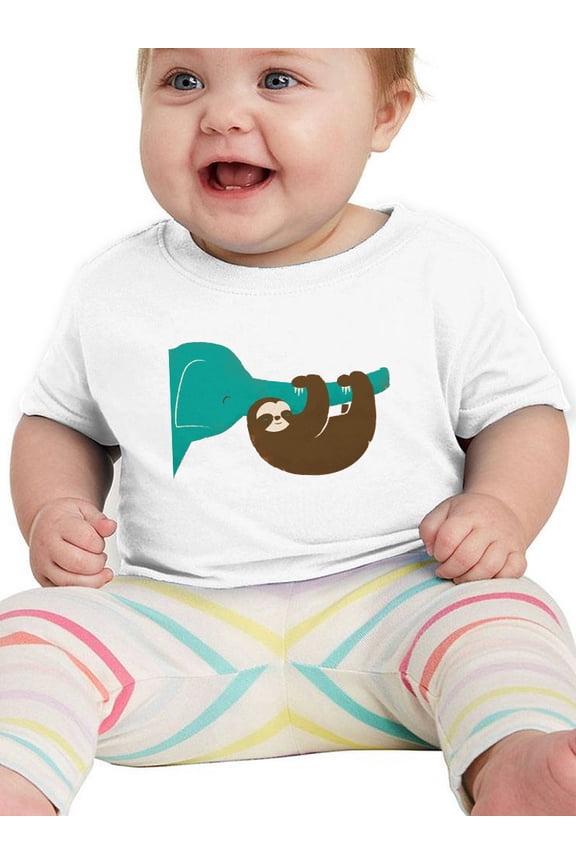Sloth With An Elephant T-Shirt Infant -Jay Fleck Designs, Unisex 18 Months