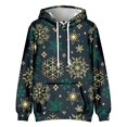 thumbnail image 3 of Xmas Hoodie Men Vintage Christmas Graphic Winter Sweatshirts for Men Long Sleeve Drawstring Hood Kangaroo Pocket Gold 4XL, 3 of 4