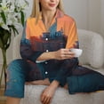 thumbnail image 6 of Daiia Lighthouse At Sunset Coast for Women's Long-Sleeved Pajama Set – Soft & Comfortable Sleepwear Button-Up Pajamas Cozy Lounge Wear-Medium, 6 of 7