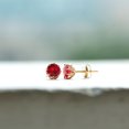 thumbnail image 5 of Rosec Jewels Lab Created Ruby Solitaire Stud Earrings for Women - 6 mm - 2.74 Carat - AAAA Grade - with Screw Back - Ready to Gift, 18K Yellow Gold, 5 of 7