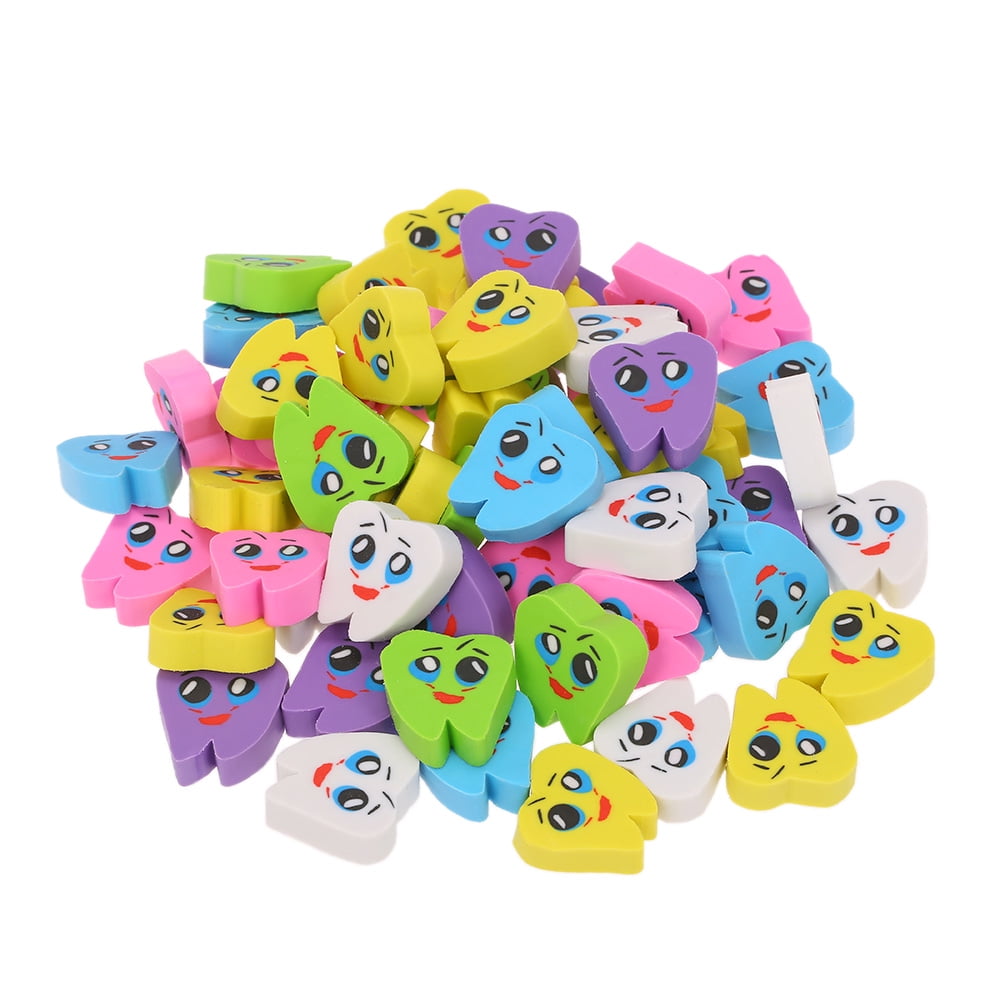 Irfora 50pcs/bag Molar Shaped Tooth Rubber Erasers Dentist Clinic