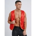 thumbnail image 5 of Zaldita Mens Halloween Tops Shiny Stain Vest Gold Trim Sleeveless Open Front Waistcoat A Burgundy 3XL, 5 of 7