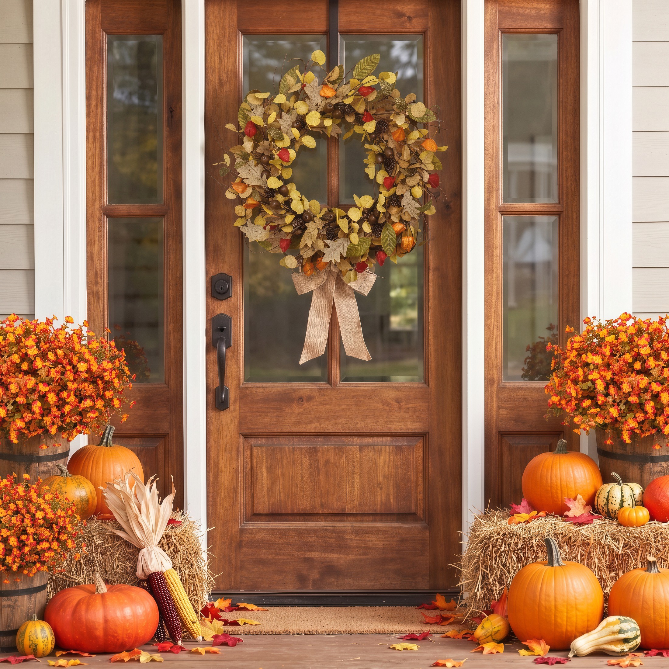 Scidweet 20in Autumn Fall Wreath with Eucalyptus photo 3