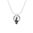 thumbnail image 2 of Delight Jewelry Silvertone Black Clef Laugh Ring Charm Necklace, 18", 2 of 4