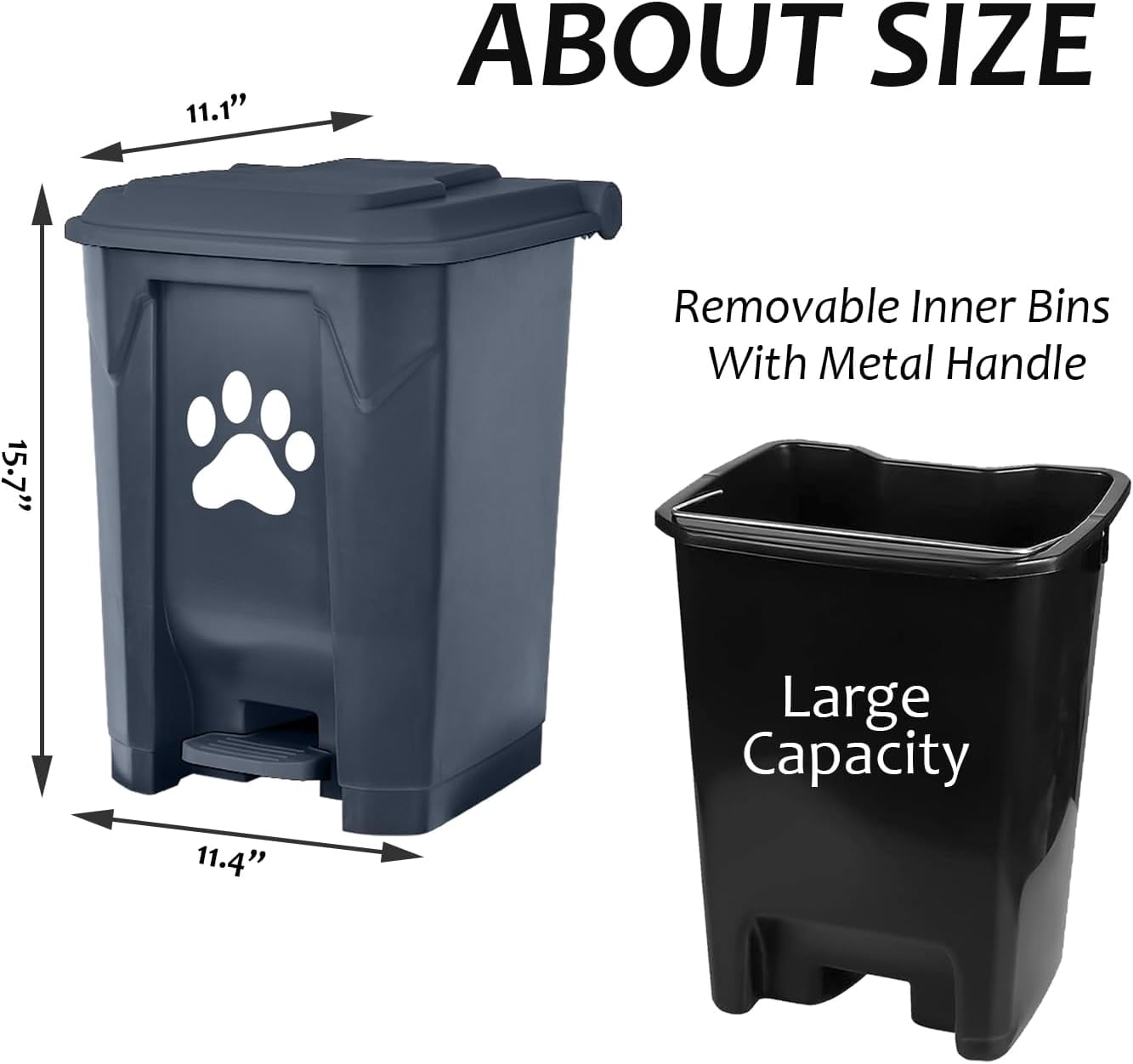 Dog Poop Trash Can Outdoors Pet Waste Station with Lid Dog Waste Disposal Container with Removable Inner Bin Bucket Hands-Free Pedal Garden Yard Home with Waste Bags, Black