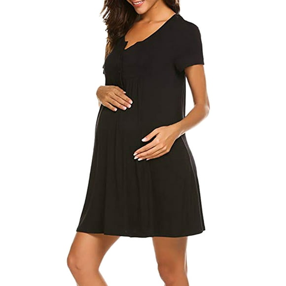 Jchiup Labor Delivery Dress Maternity Short Sleeve Nursing Nightgowns