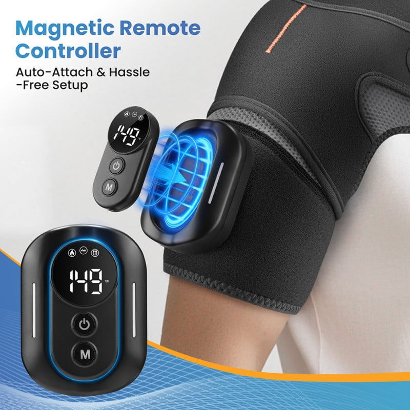 Cordless Shoulder Heating Pad, Heated Shoulder Brace with Vibration, Shoulder Massager for Men Women