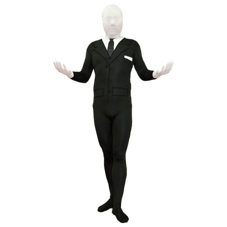 Slenderman Adult Spandex Costume Body Suit Tie Slender Man Mens Black Tux