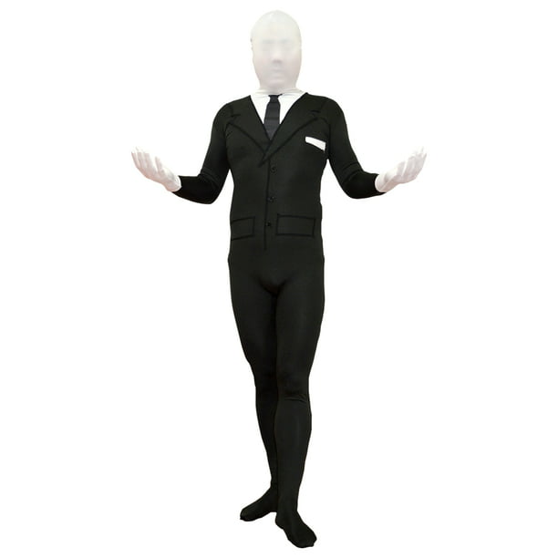 Slenderman Adult Spandex Costume Body Suit Tie Slender Man Mens Black ...