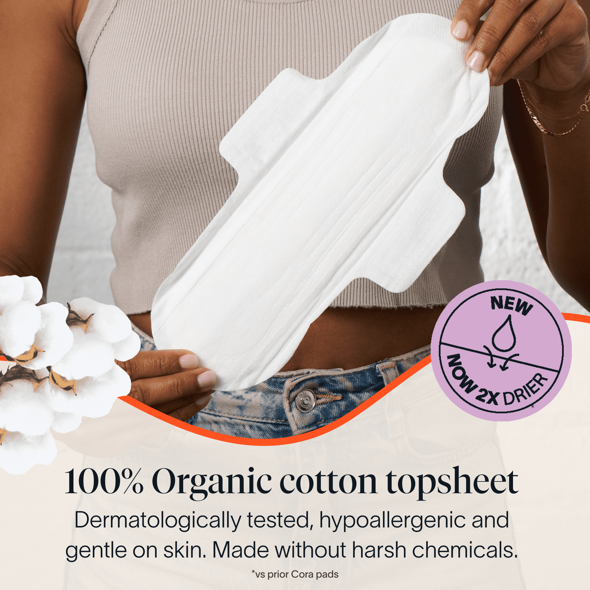 Cora Organic Ultra Thin Super Period Pads, 30 Count