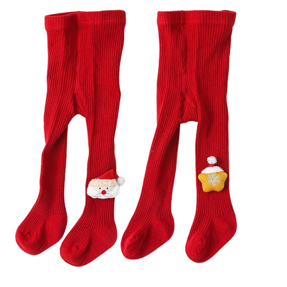 Aosijia 2 Pairs Kids Cartoon Christmas Leggings Toddler Pantyhose