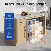 Simzlife 130 Can Beverage Refrigerator with Glass Door for Home, 17.3 in D, 31.3 in H, Silver