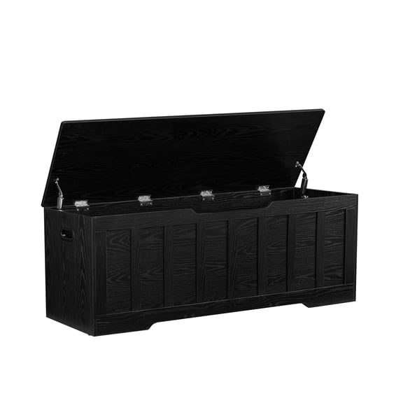 Extra Large Storage Chest Wooden Storage Bench Lift Top Toy Chest With Safety Hinges Storage Trunk Container Unit Entryway Bench Seat Living Room Bedroom Greige