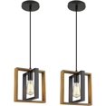 thumbnail image 1 of Black Pendant Lighting Modern Pendant Light, Adjustable Pendant Light Fixture,Pendant Lights Kitchen IslandLight (2 Packs Wood+Metal Pendant Light), 1 of 5