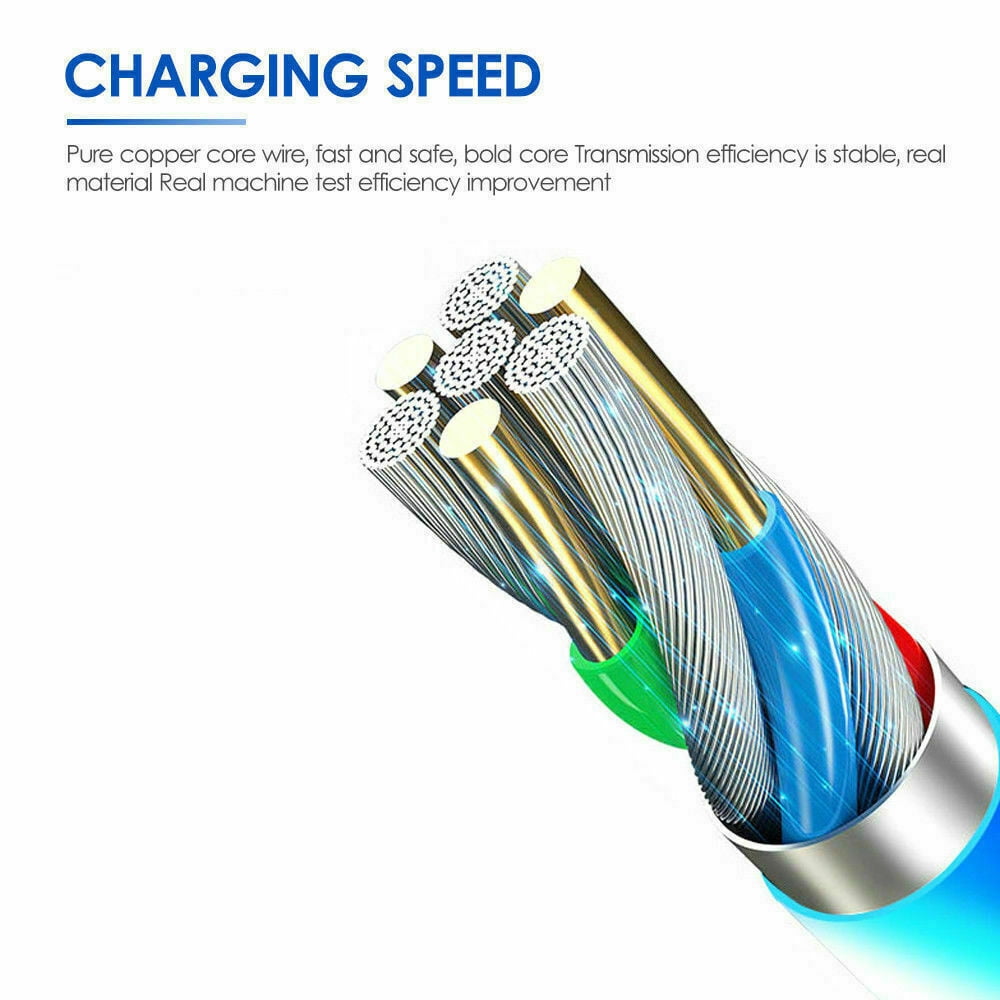 Micro USB Cable Flowing LED Light Data Sync Charging Cord Universal Micro USB (Red)