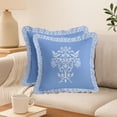 thumbnail image 2 of Set of 2 Vargottam Cotton Twill Pillow Covers - Floral Pattern, 16x16 Frill Cushion Covers with Hidden Zipper, Reversible Print, Rustic Farmhouse Decor, 2 of 6