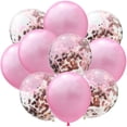 thumbnail image 1 of Xiao Hua 50 globos de confeti rosa y dorado rosa, globos premium de 12 pulgadas para fiesta de cumpleaños, globos a granel para despedida de soltera, decoración de fiesta de graduación, 1 of 4