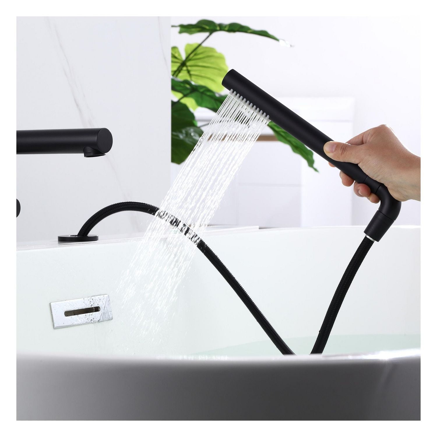 akuaplus® Roman Bathtub Faucet CLAUDIA with Hand Shower in solid brass - 3 Pieces.