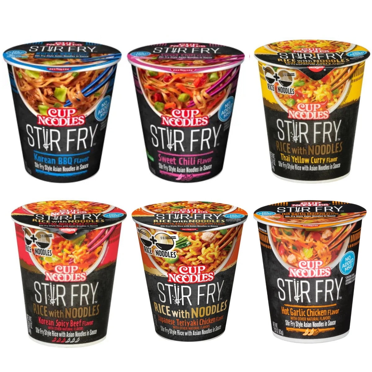 Nissin Cup Noodles Stir Fry Rice with Noodles, Variety Flavors, 2.75 oz ...