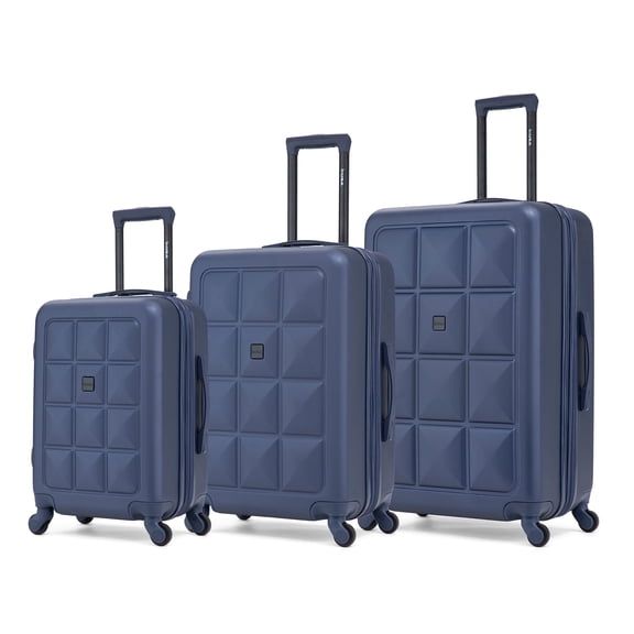 InUSA Vertex 3-Piece Hardside Spinner Luggage Set 20/24/28-Inch in Blue
