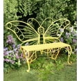thumbnail image 2 of Plow & Hearth Yellow Metal Butterfly Garden Bench, 2 of 2