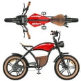 thumbnail image 4 of Hidoes 20" Fat Tire Electric Bike for Men 1000W Adult Electric Bicycle Mountain Off Road E-bike with Removable Battery up to 28 mph,Shimano 1-Speeds Adjustable, Red, 4 of 20