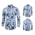 thumbnail image 2 of PBNBP Mens Dress Shirts Floral Print Personality Business Long Sleeve Dress Shirts Vintage Button Down Shirts Turn Down Collar Tops, 2 of 6