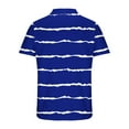 thumbnail image 4 of Royal Blue Man Loose Fit Tops Turtle Neck Blouses for Man Short Sleeve Casual Fish Net Striped Fall Summer Shirt Button 2025 Clothing Fashion L, 4 of 4
