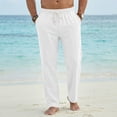 thumbnail image 5 of Guluxicc Men's Linen Pants with Multi Pocket Elastic Drawstring Long Straight Leg Beach Trousers for Summer Vacation Casual Outfits, 5 of 8