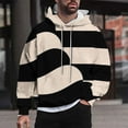 thumbnail image 2 of Men's Oversized Hoodies Drawstring Pullover Sweatshirt with Hood Geometric Graphic Long Sleeve Pockets Hooded Shirt (Black 3XL), 2 of 5