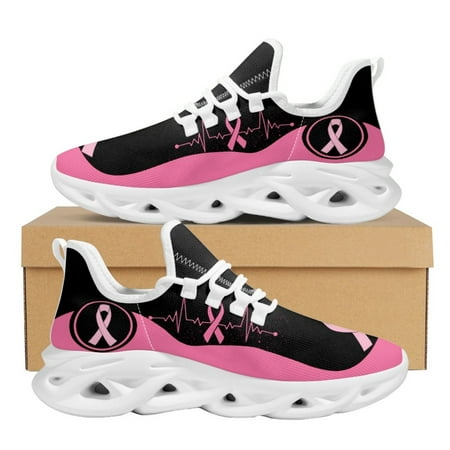 

INSTANTARTS 2024 Women s Autism Cancer Awareness Sneakers Wear-Resistant Mesh Swing Shoes for Ladies Comfort Walking Footwear
