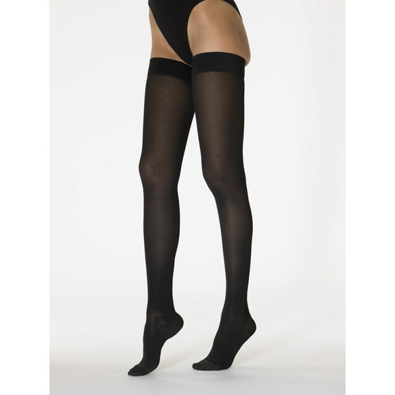 SIGVARIS Women’s Essential Cotton 230 Closed Toe Thigh-Highs w/Grip-Top 20-30mmHg