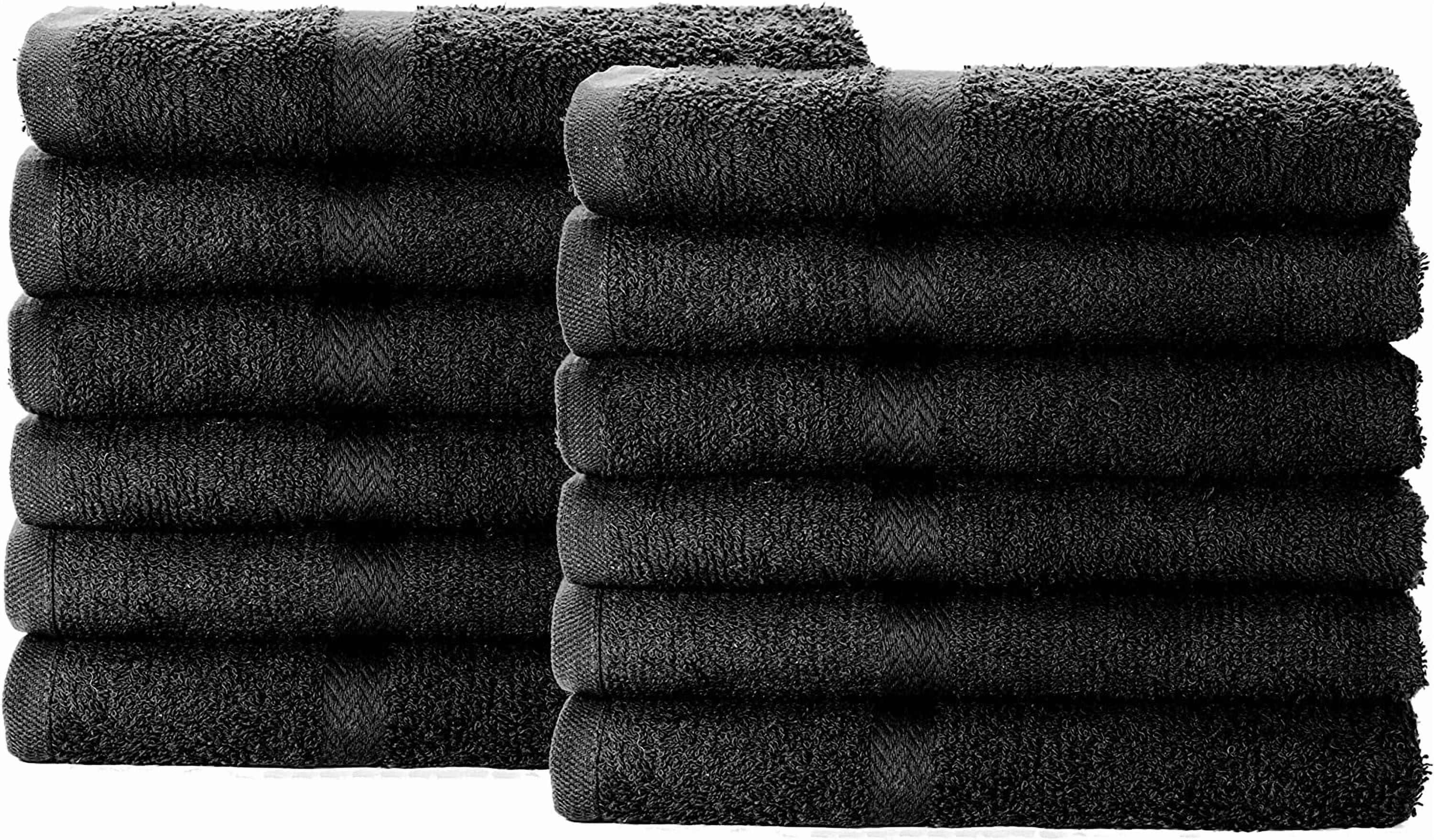 Simpli-Magic Hand Towels, Multipurpose Cotton Towels for Bathroom Use & More, 16" x 27", Black