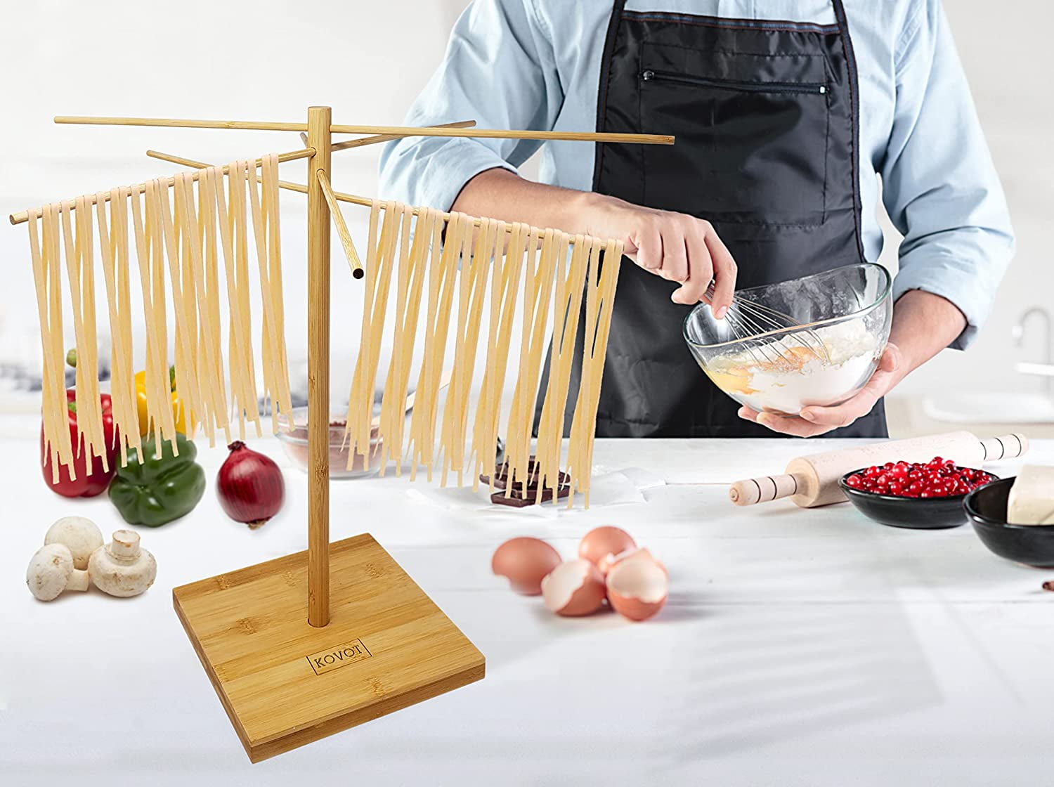3D file Wooden Collapsible Pasta & Spaghetti Drying Rack 🪵・3D