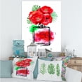 thumbnail image 2 of Designart ' Perfume Chanel Five With Red Flowers ' Modern Canvas Wall Art Print, 2 of 4