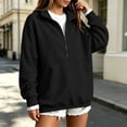 thumbnail image 3 of Ozmmyan Womens Half Zip Sweatshirt for Womens Stand Collar Long Sleeve Oversized Pullover Casual Solid Color Winter Top, 3 of 5