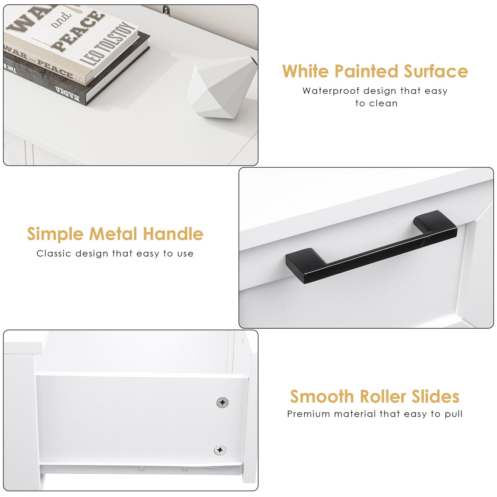 Homfa 6 Drawer White Dresser, Tall Dresser for Bedroom Wood Storage Cabinet with Metal Handles