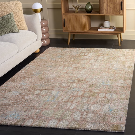 SAFAVIEH Abstract Normand Abstract Area Rug, Light Green/Blush, 5' x 8'