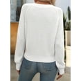 thumbnail image 5 of Womens Oversized Off the Shoulder Tops Long Sleeve Waffle Knit Shirt Drop Shoulder Sweater Top White XL, 5 of 8