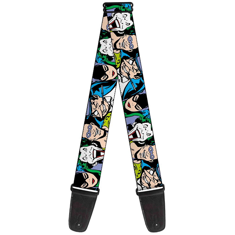 DC Comics Guitar Strap, Justice League Villains Close Up, 2 Inches Wide