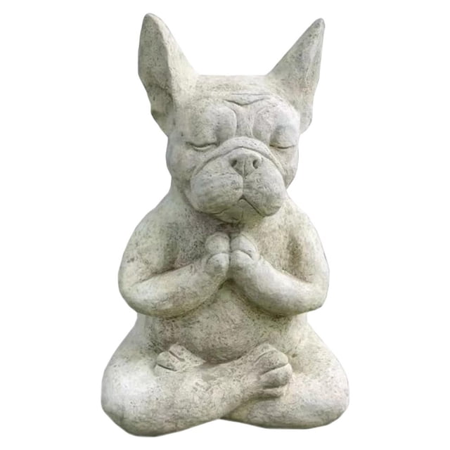 Estatua de Bulldog de meditación adornos de resina impermeable regalo de Navidad decoración de jardín Sywqhk Libre de BPA