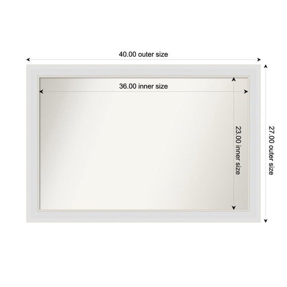 Amanti Art Custom Framed Wall and Bathroom Mirror (27 x 40 in.), Flair Soft White Frame